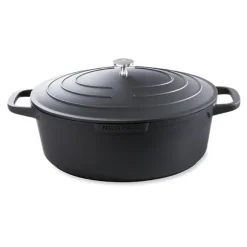 Grande cocotte légère ovale en fonte d'aluminium 32 cm 6,5 L coloris noir Mathon