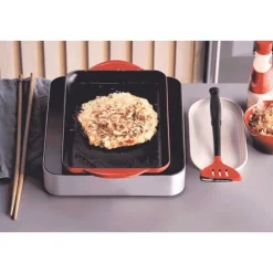 Grill rectangulaire fonte émaillée 32 cm Cerise Le Creuset