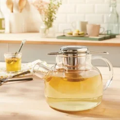 Infuseur à thé avec poignées pliables et support inox Mathon