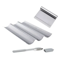 Kit faire son pain : plaque à baguettes + coupe pâte+ incisette