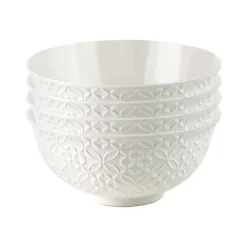 Lot 4 bols en céramique Jardin White 16 cm 0,70 L Ibili