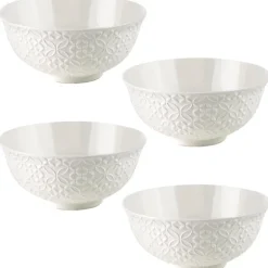 Lot 4 bols en céramique Jardin White 16 cm 0,70 L Ibili