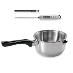 Lot casserole bain-marie inox et thermomètre digital de cuisine à sonde Mathon