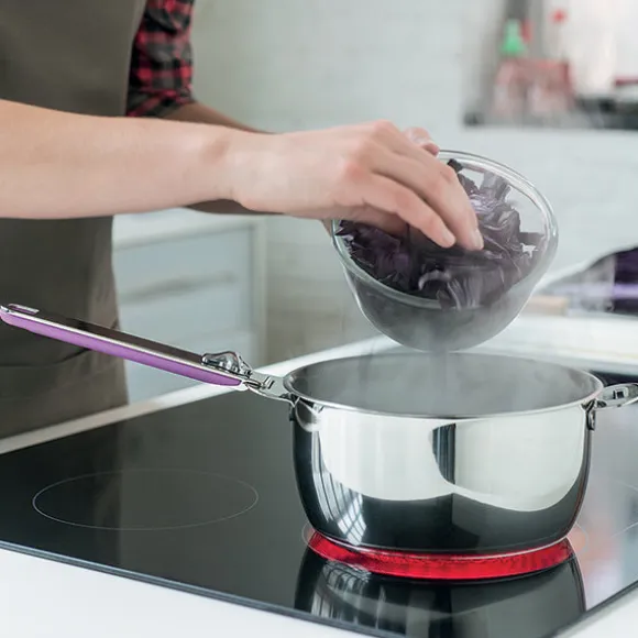 Lot 4 casseroles en inox 14, 16, 18 et 20 cm avec 2 anses amovibles grises Select et manche amovible noir Evolution Clickfix Beka