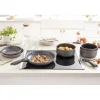 Lot 3 casseroles et 3 poêles anti-adhésives Effet Pierre et 2 manches amovibles Mathon