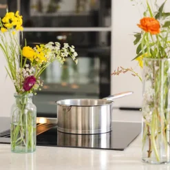 Lot 4 casseroles inox Strate 14, 16, 18 et 20 cm et manche amovible Cristel