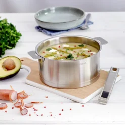 Lot 4 casseroles inox Strate sans manche 14, 16, 18 et 20 cm et 4 couvercles Cristel