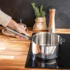 Lot 4 casseroles tout inox Clips’Inox 14, 16, 18 et 20 cm et manche amovible Mathon