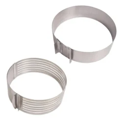 Lot cercle à trancher et cercle à gâteau extensibles inox Mathon