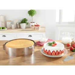 Lot cercle à trancher et cercle à gâteau extensibles inox Mathon