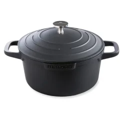 Lot cocotte légère ronde en fonte d'aluminium 20 cm 2,6 L et deux maniques silicone Mathon