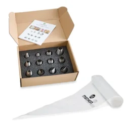 Lot coffret 12 douilles inox et 24 poches pâtissières Mathon