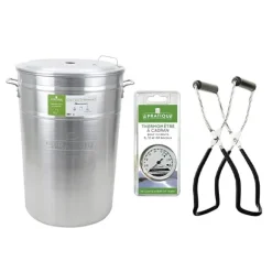 Lot cuiseur 90 L 24 bocaux avec thermomètre à cadran et pince à bocal