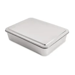 Lot de 5 bacs de préparation culinaire en inox et d’un moule à pizza perforé en acier antiadhérent 29,5 cm Mathon