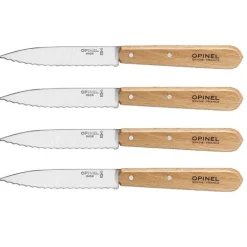 Lot de 4 couteaux office N°113 lames crantées inox 10 cm couleur naturel Opinel