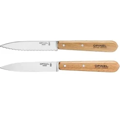 Lot de 2 couteaux office N°112 lames lisse et N°113 crantée 10 cm couleur naturel Opinel