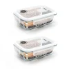 Lot de deux boites rectangulaire en verre 650 ml Pebbly