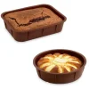 Lot de 2 Flexi' Moules en silicone - 1 rectangle 28 cm et 1 rond 24 cm Mathon