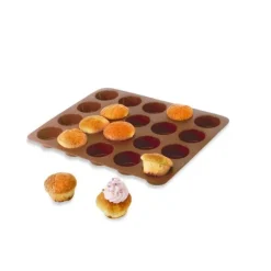 Lot de 2 Flexi'Plaques en silicone - 20 mini-muffins et 20 mini-savarins Mathon