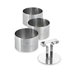 Lot de 4 pinces à dresser de précision et de 3 cercles de présentation avec poussoir en inox Mathon