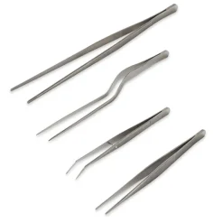 Lot de 4 pinces à dresser de précision et de 3 cercles de présentation avec poussoir en inox Mathon