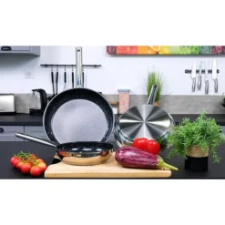 Lot de 3 poêles en inox avec revêtement céramique 20, 24 et 28 cm Kitchenpro