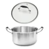 Lot faitout inox Excell’Inox 28 cm et couvercle en verre Mathon