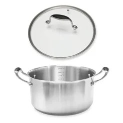 Lot faitout inox Excell’Inox 28 cm et couvercle en verre Mathon