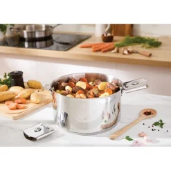 Lot faitout tout inox 24 cm 5,9 L et 2 anses amovibles Clips’Inox Mathon