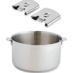 Lot faitout tout inox 24 cm 5,9 L et 2 anses amovibles Clips’Inox Mathon