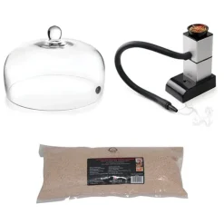 Lot fumoir avec cloche 26 cm et sciure de hêtre pour fumage