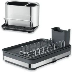 Lot égouttoir extensible 51 cm et organisateur d’évier en inox Mathon