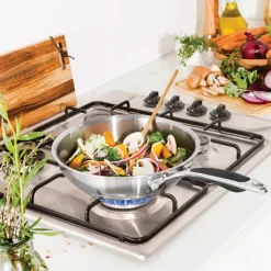 Lot grill carré 26 cm et poêle 24 cm tout inox Excell’Inox Mathon