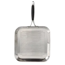 Lot grill carré 26 cm et poêle 24 cm tout inox Excell’Inox Mathon