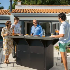 Lot ilot complet avec meuble double porte Félix et comptoir bar ENO