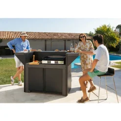 Lot ilot complet avec meuble double porte Félix et comptoir bar ENO