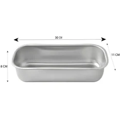 Lot moule à cake rectangulaire 30 cm et moule à tarte rond 28 cm en acier inoxydable Steel Pan