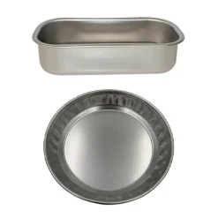 Lot moule à cake rectangulaire 25 cm et moule à tarte rond 24 cm en acier inoxydable Steel Pan