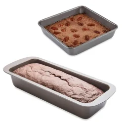 Lot moule à manqué carré 23 cm et moule à cake 30 cm acier revêtement antiadhérent Mathon