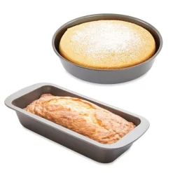 Lot moule à manqué rond 23 cm et moule à cake 25 cm acier revêtement antiadhérent Mathon