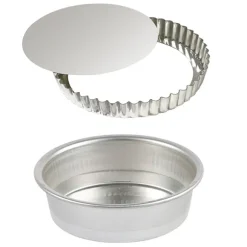 Lot moule rond et tourtière 28 cm en fer blanc Gobel