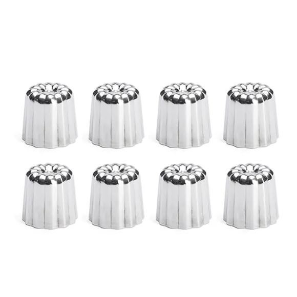 Lot 8 moules à canelés en inox Ø 4,5 cm De Buyer