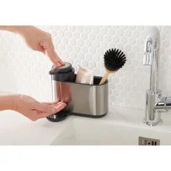Lot 2 organisateurs d’évier en inox avec compartiments et distributeur de savon Mathon