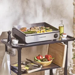 Lot plancha électrique Pro 50 noire avec spatule en inox et sa housse de protection Lagrange