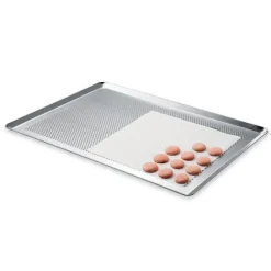 Lot Plaque à pâtisserie perforée 40 cm et tapis de cuisson pro Mathon