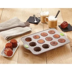Lot 2 plaques Rigiflex 12 canelés et 24 mini-canelés en silicone et acier Mathon