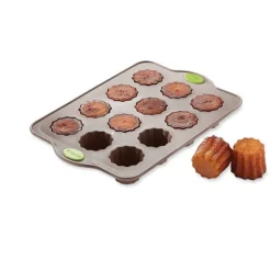 Lot 2 plaques Rigiflex 12 canelés et 24 mini-canelés en silicone et acier Mathon