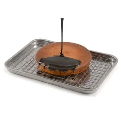 Lot plat à four rectangulaire bas 30 cm et grille 28 cm en acier inoxydable Steel Pan
