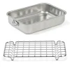 Lot plat à four rectangulaire haut 30 cm et grille 28 cm en acier inoxydable Steel Pan