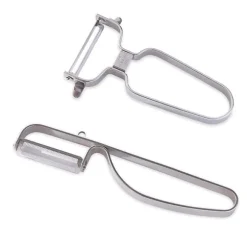 Lot 2 éplucheurs inox lame droite et dentelée Mathon